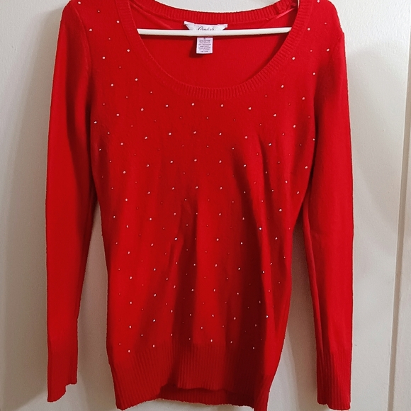 Candie's Red Sweater with Stud Accents - Picture 1 of 3